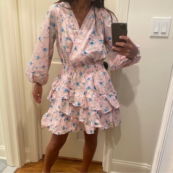 LoveShackFancy x Target Esme Dress Pink Floral Excellent Size XS - Picture 9 of 9